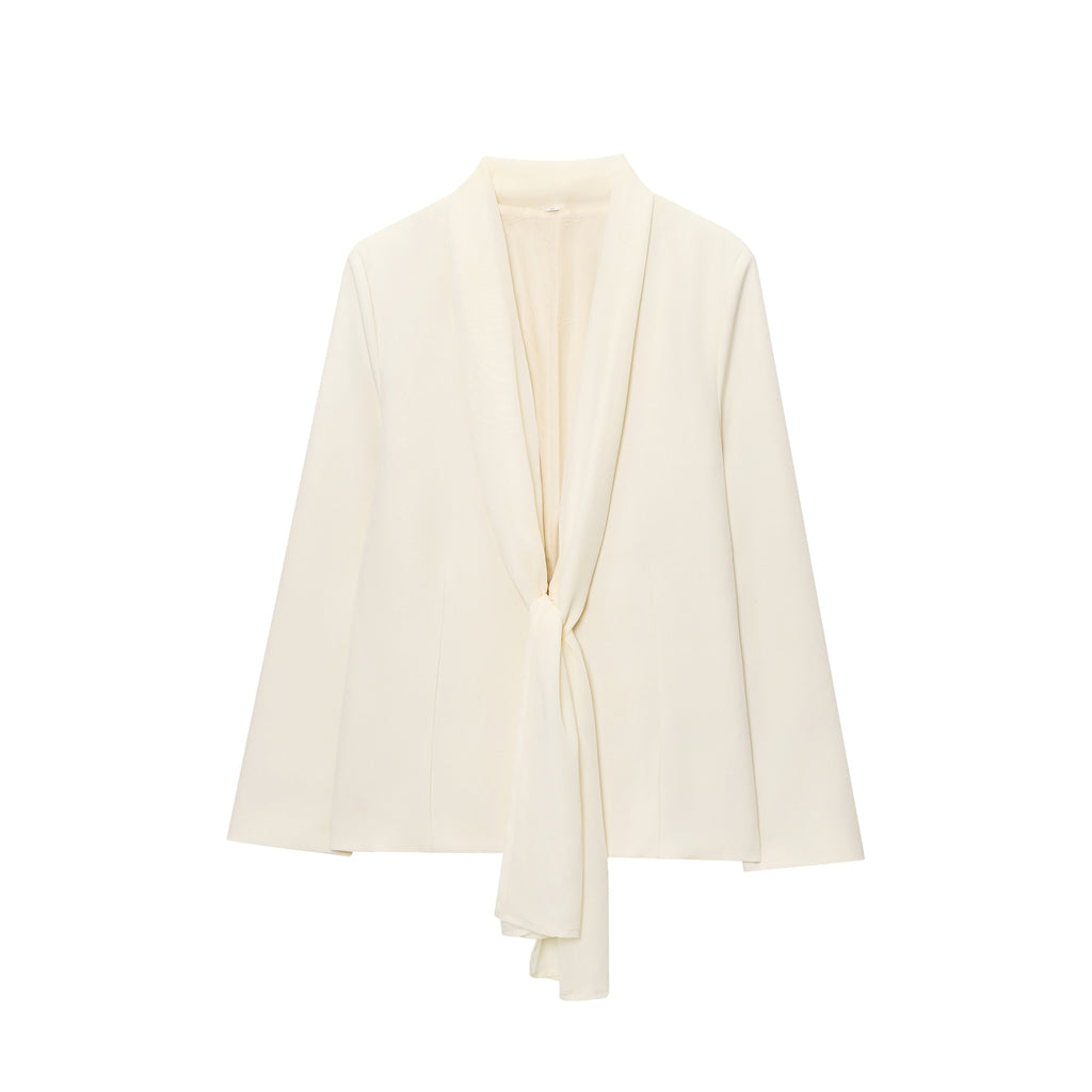 Women's Thin Scarf Lapel Blazer + Straight Leg Pants