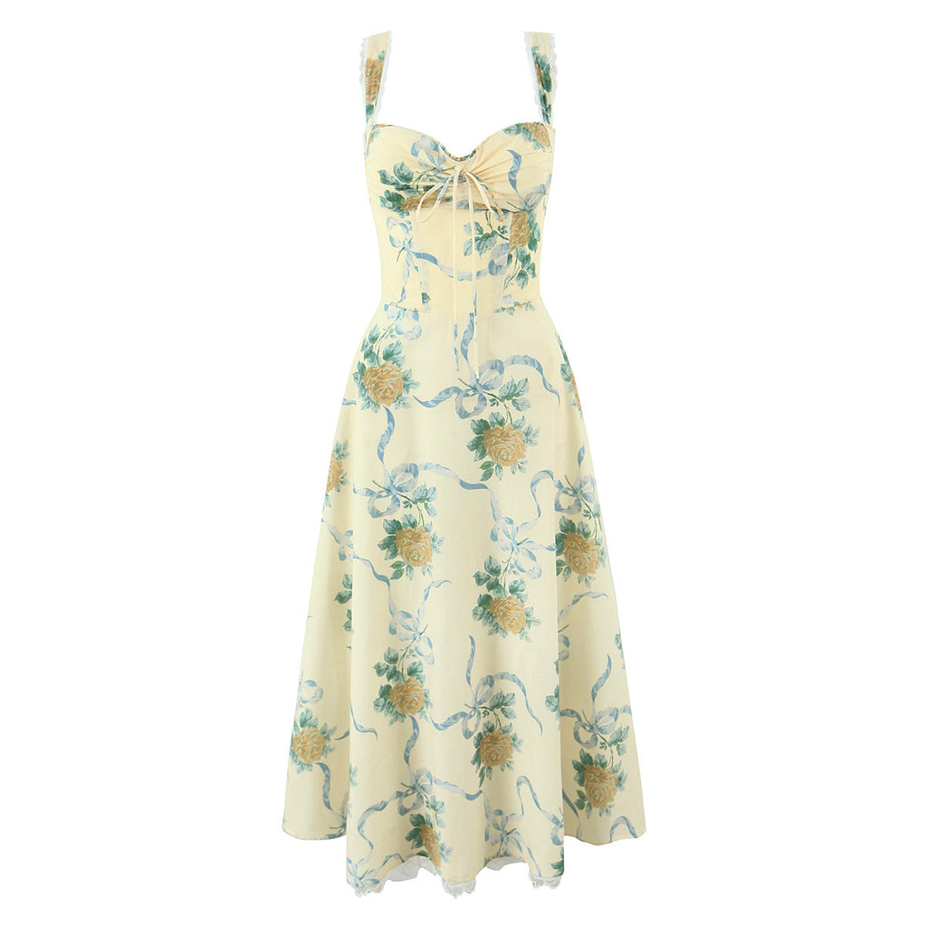 Floral lace patchwork camisole dress