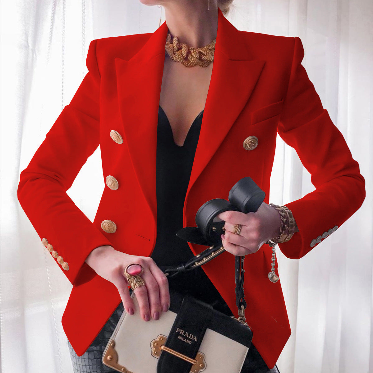 Solid Color Cropped Blazer – Women's