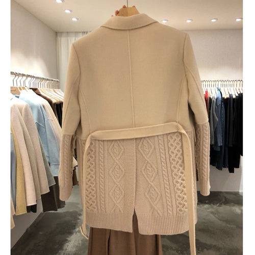 Blazers For Women Notched Collar Long Sleeve Patchwork Lace Up Autumn Blazer Female