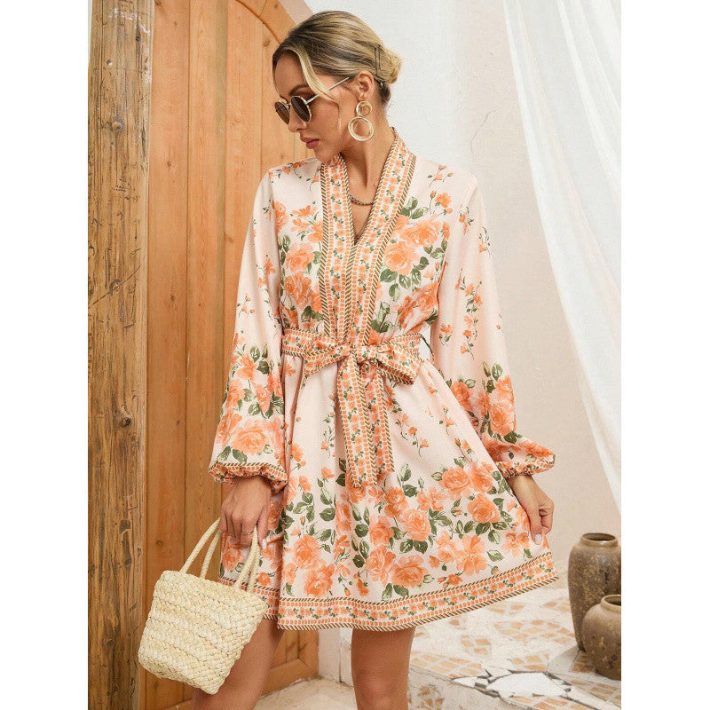 Floral Print Long Sleeve Dress