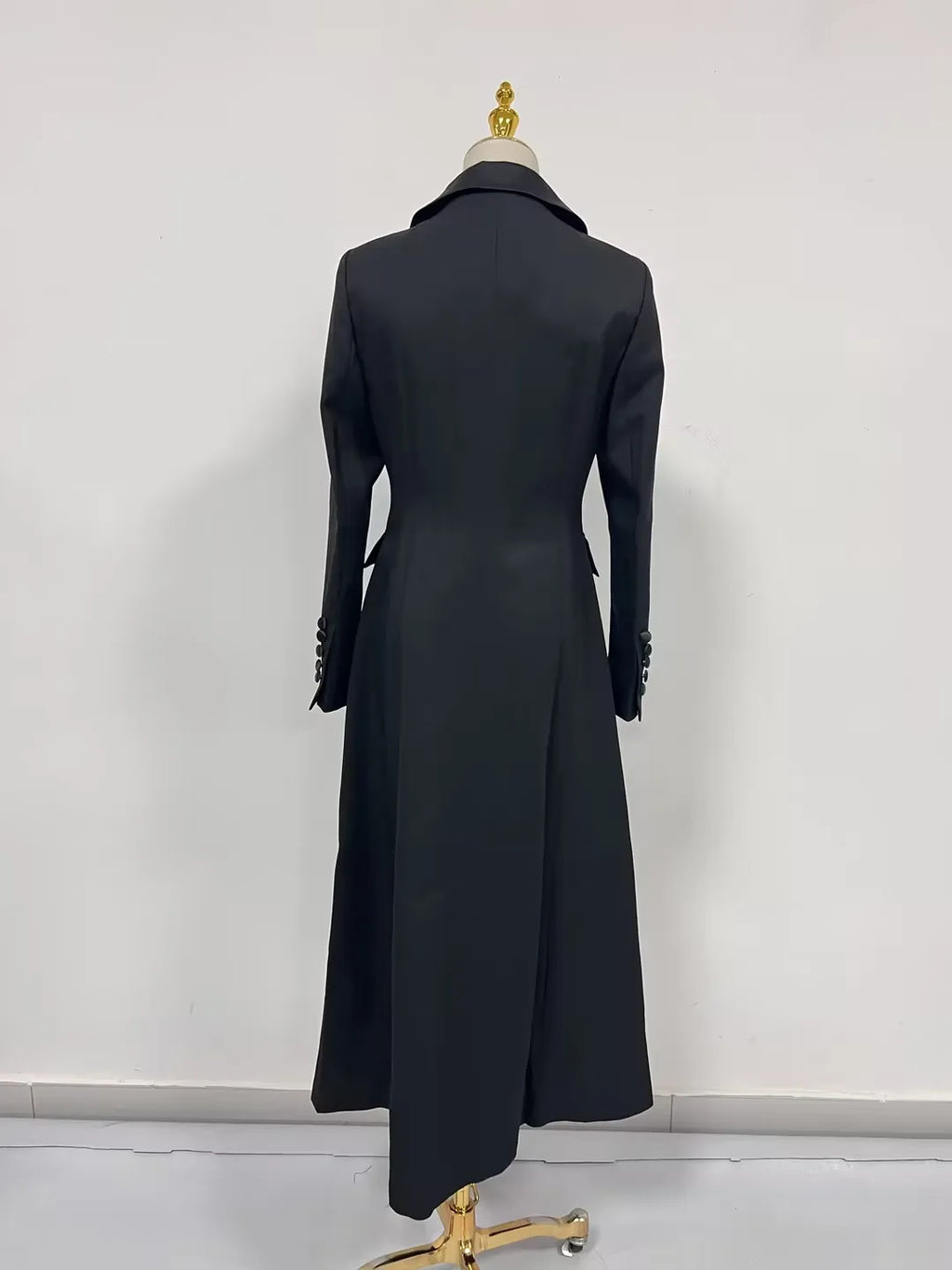 Minimalsit Solid Long Blazers For Women Notched Collar Long Sleeve Patchwork Button Temperament Coats Female New