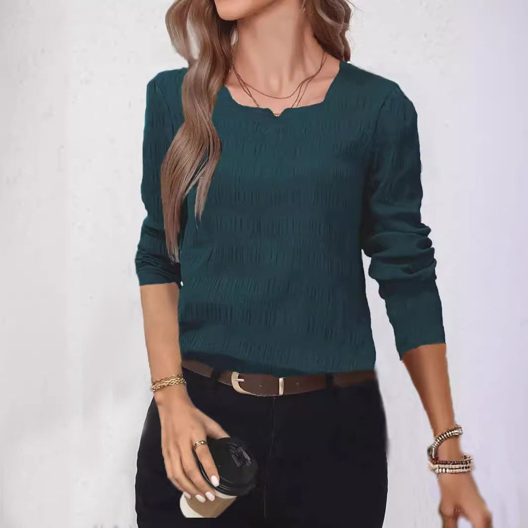 Textured Long Sleeve Blouse