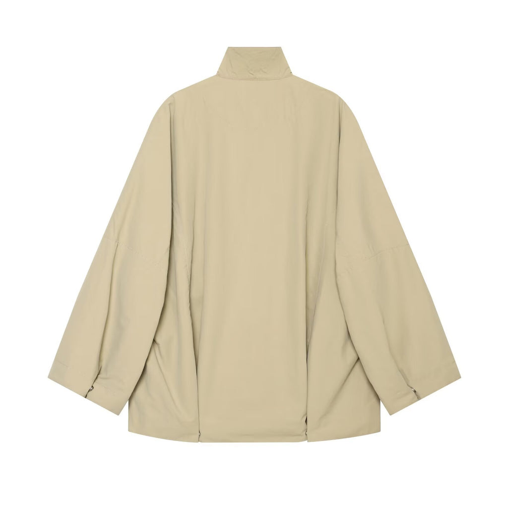 Buckle decoration stand collar jacket for women