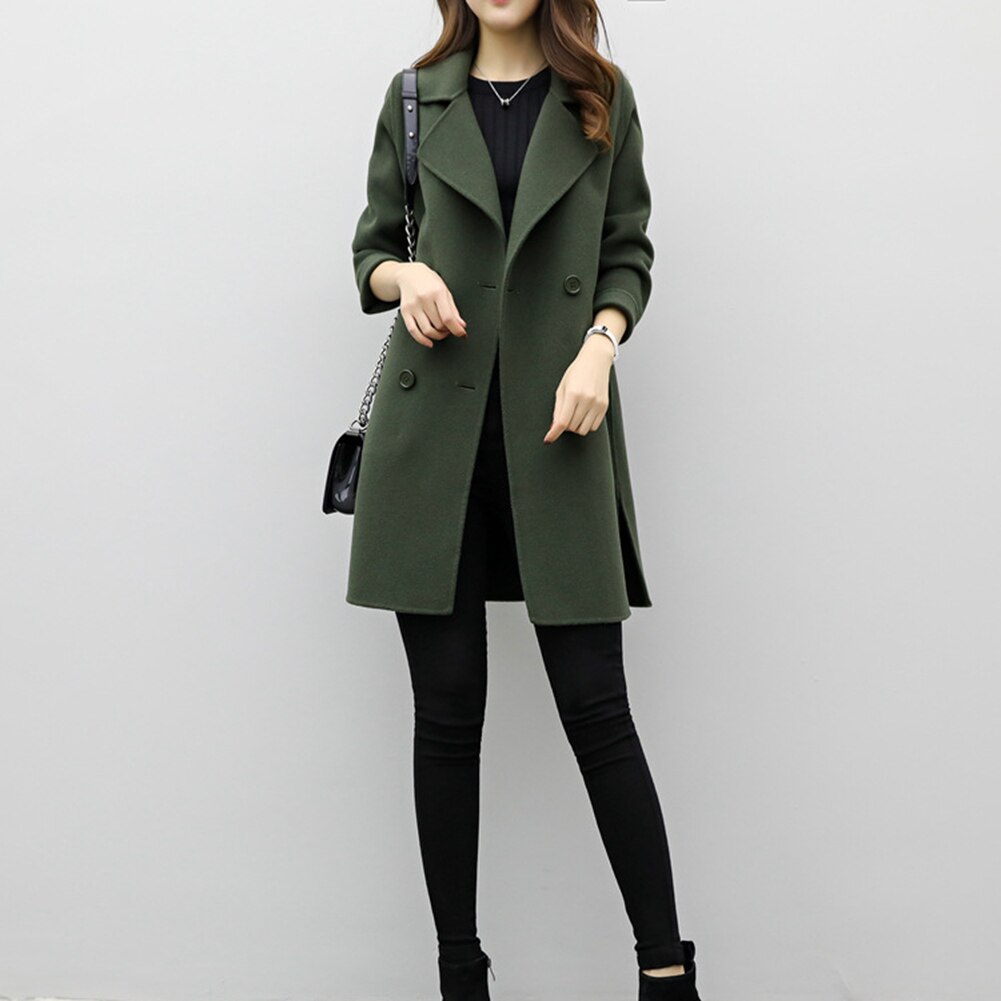 Two Breasted Ladies Long Sleeve Loose Suit Coat Jacket Women blazers Female Solid color long suit loose sliming jacket