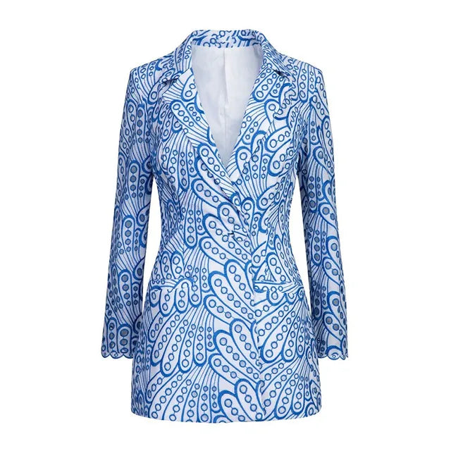 Embroidery Hollow Out Casual Blazer For Women Notched Collar Long Sleeve Patchwork Button Blazers Female Fashion