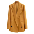 Fashion Solid Blazer Autumn Winter Women Loose Suit Coat Office Lady Blazers Orange Black Jacket Lapel Outwear Pocket Tops