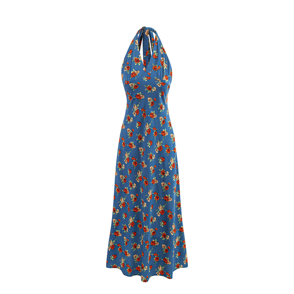 Hanging neck floral dress for women