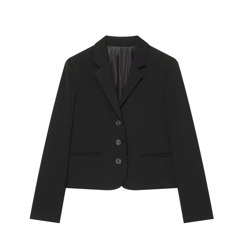 Pocket pleated suit jacket flared pants set for women