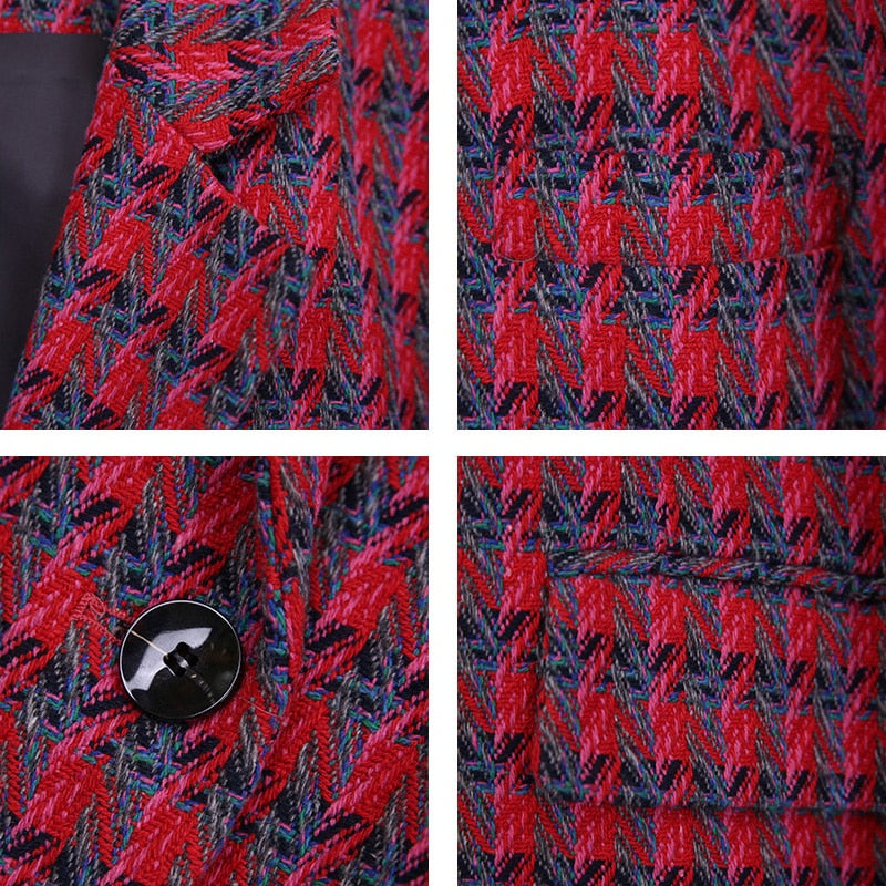 Tweed Suit Jackets Women Elegant Blazers Feminino Fashion Outer Clothing Winter Jacket Coat