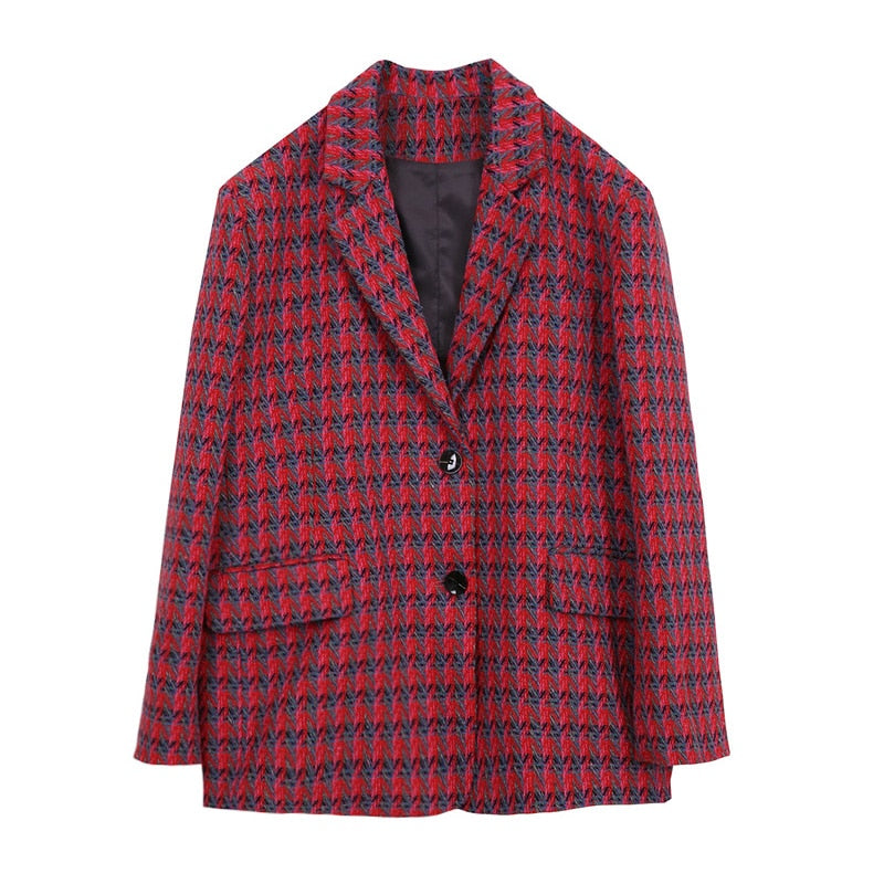 Tweed Suit Jackets Women Elegant Blazers Feminino Fashion Outer Clothing Winter Jacket Coat