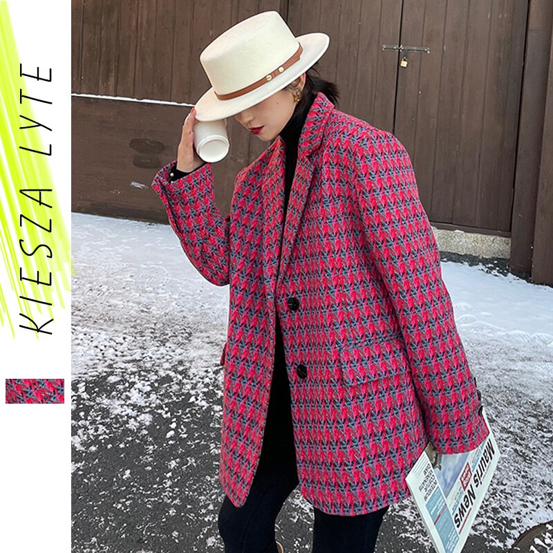 Tweed Suit Jackets Women Elegant Blazers Feminino Fashion Outer Clothing Winter Jacket Coat