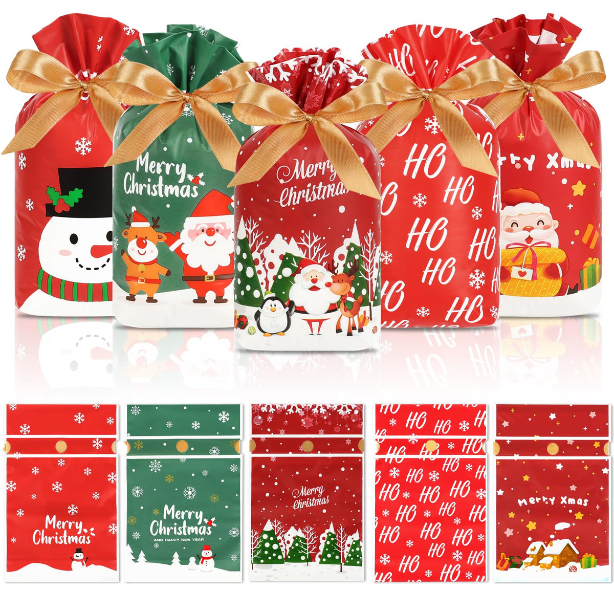 Christmas Drawstring Treat Bags (50-Pack)