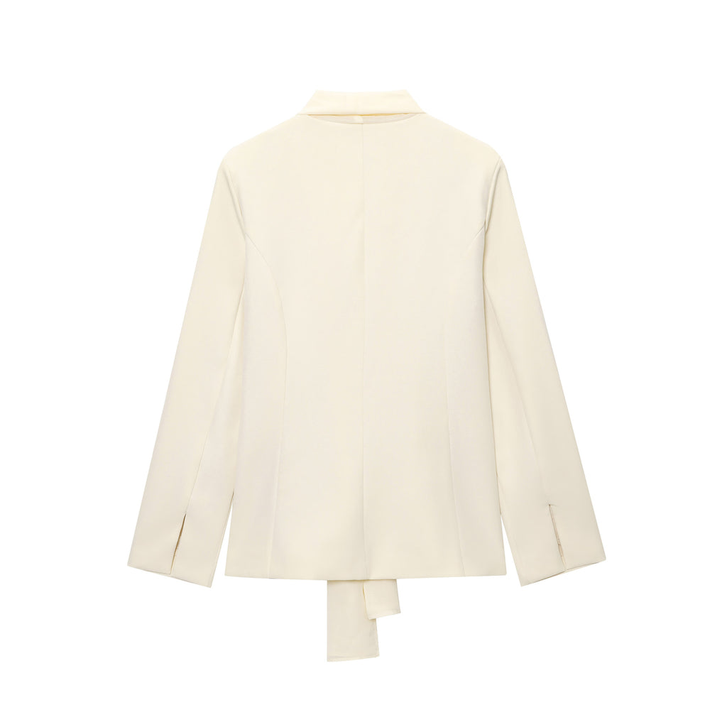 Women's Thin Scarf Lapel Blazer + Straight Leg Pants