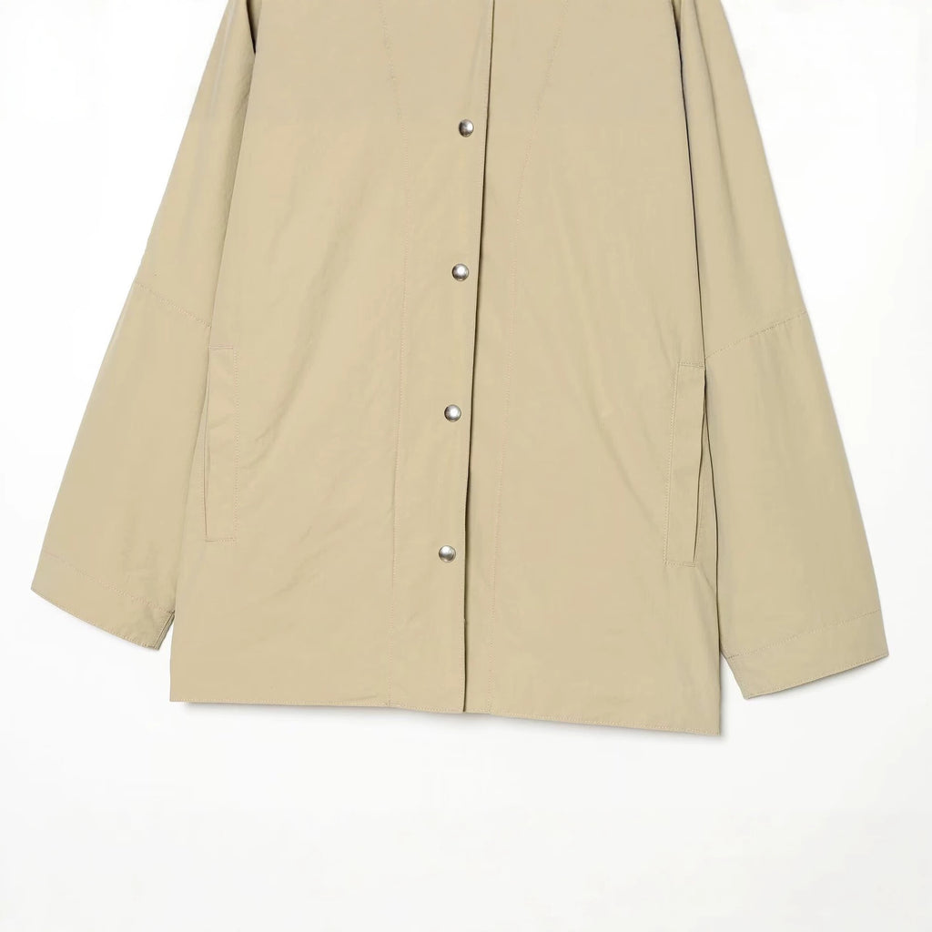 Buckle decoration stand collar jacket for women