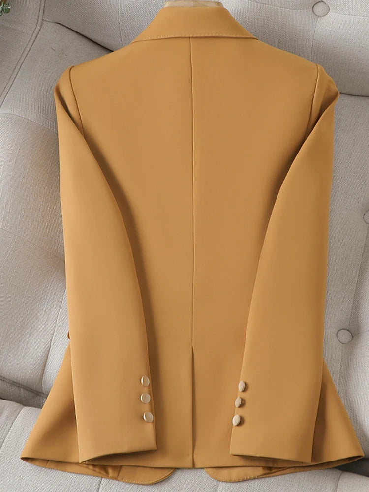 Women's Clothing Office Lady Long Sleeve Blazer Jacket For Women Fashion Suits Coats Female Autumn Brown Tops