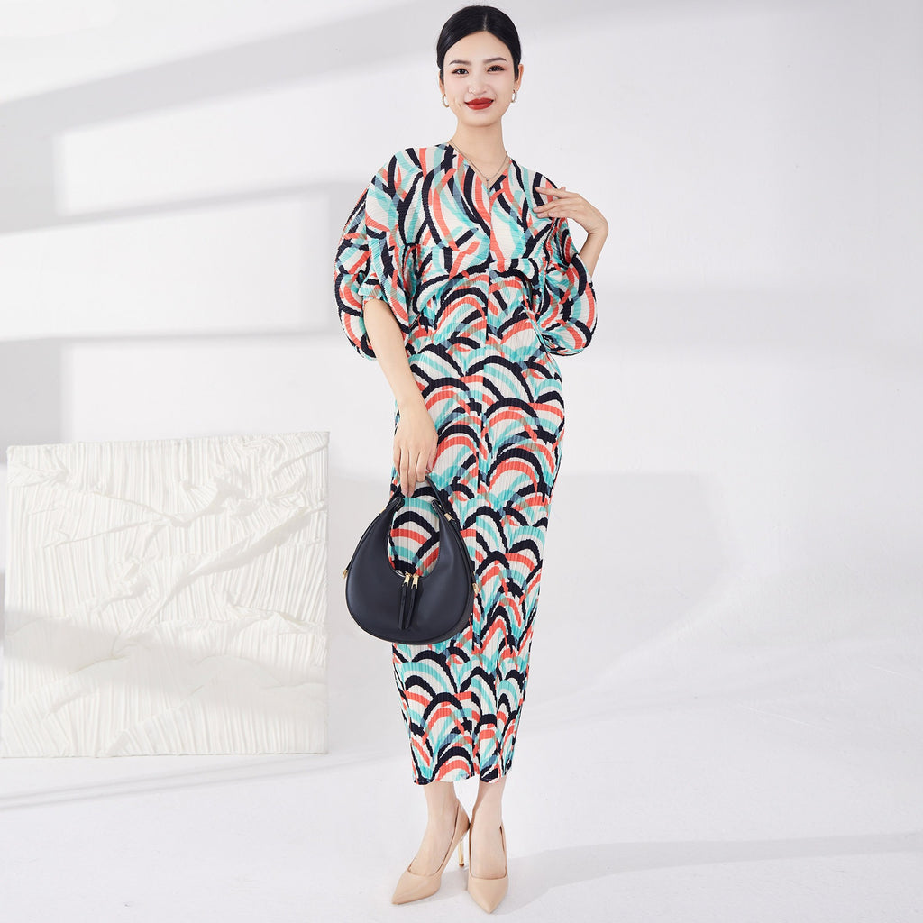 Women's V-Neck Batwing Sleeve Evening Dress
