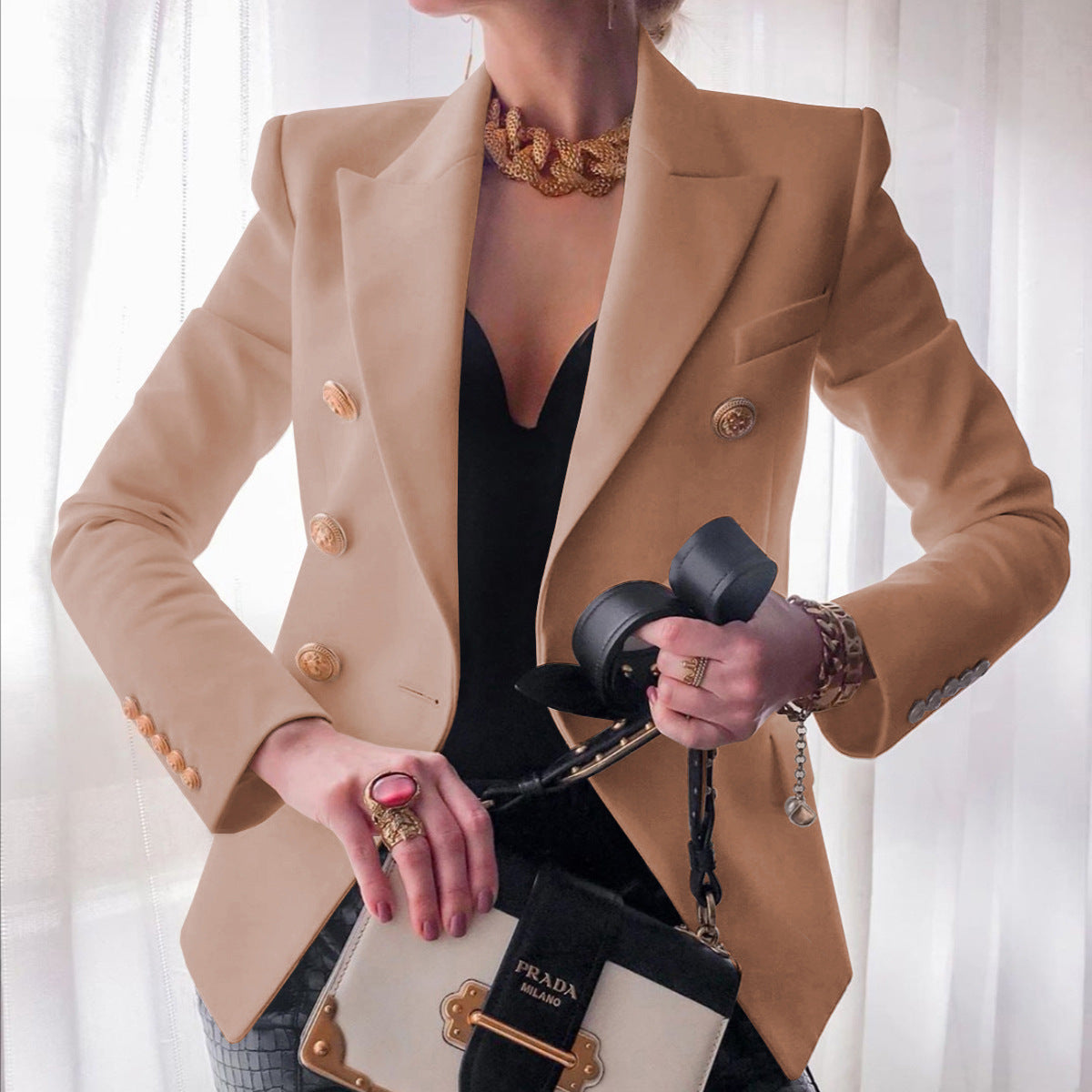 Solid Color Cropped Blazer – Women's
