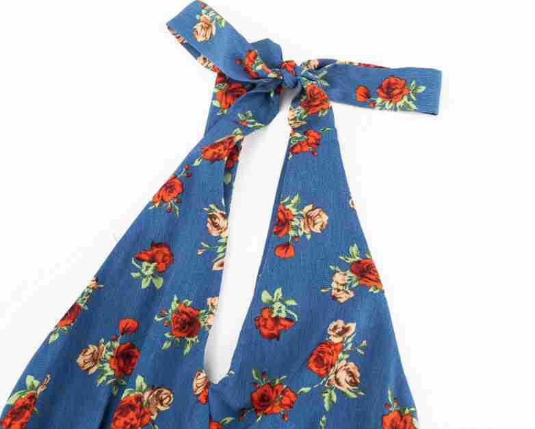 Hanging neck floral dress for women