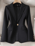 Women's Clothing Office Lady Long Sleeve Blazer Jacket For Women Fashion Suits Coats Female Autumn Brown Tops