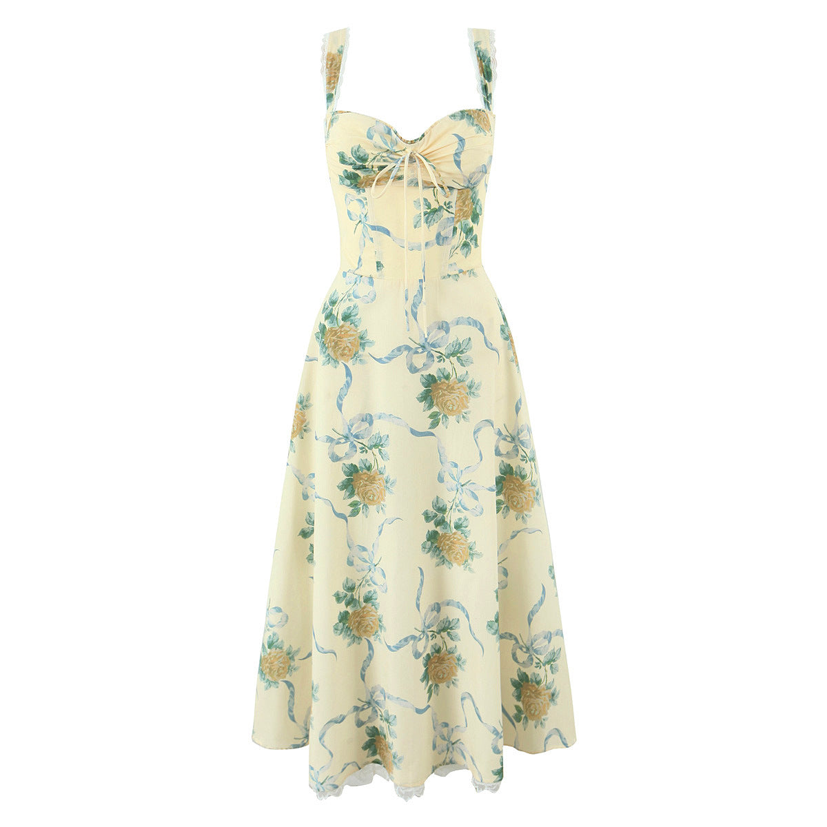 Floral lace patchwork camisole dress
