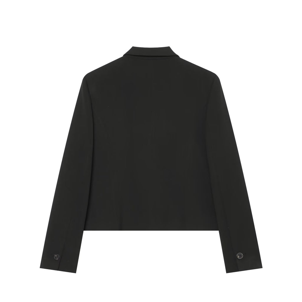 Pocket pleated suit jacket flared pants set for women