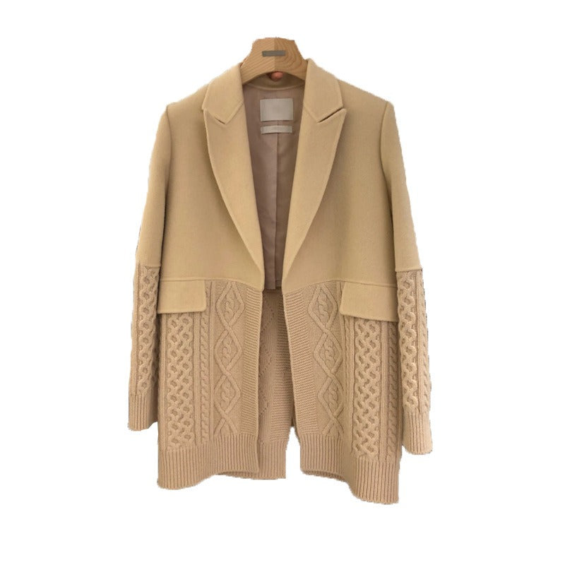 Blazers For Women Notched Collar Long Sleeve Patchwork Lace Up Autumn Blazer Female