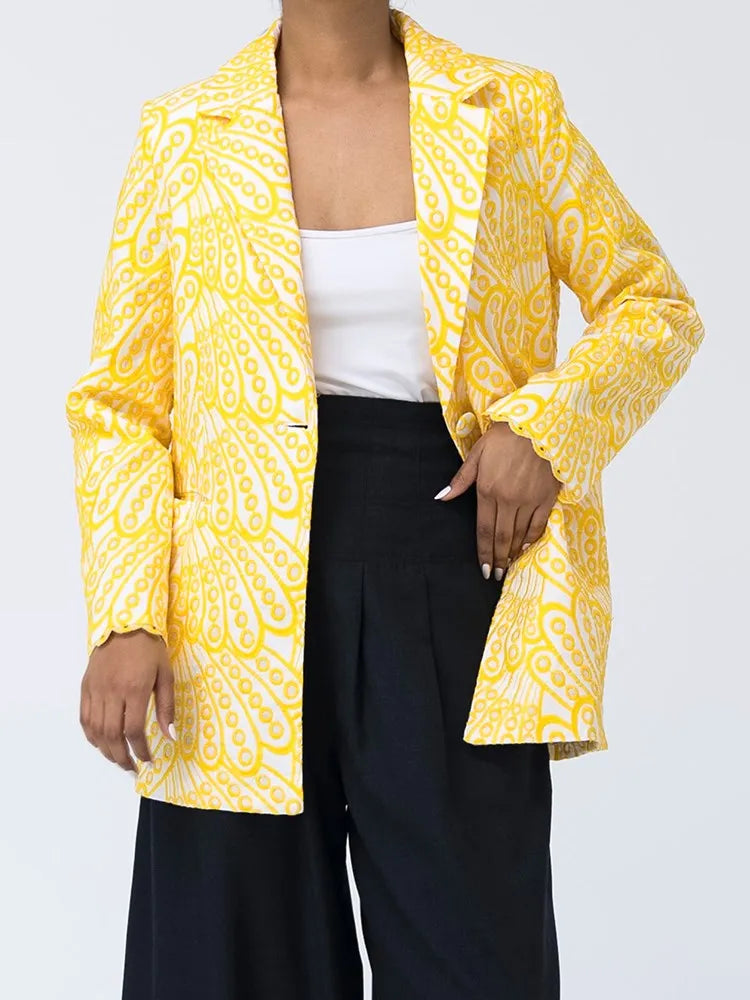 Embroidery Hollow Out Casual Blazer For Women Notched Collar Long Sleeve Patchwork Button Blazers Female Fashion