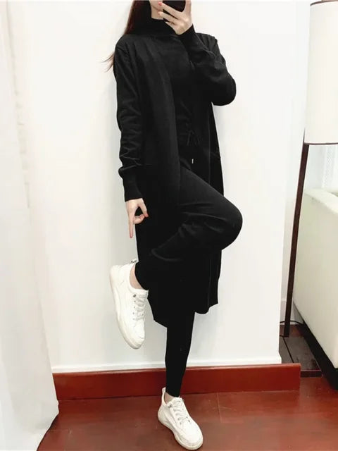 3 Piece Sets Women's Outfits Autumn Casual Solid Knit Suit Cardigan Vest Pants Sets Matching Sets Korean Fashion Women's Clothing